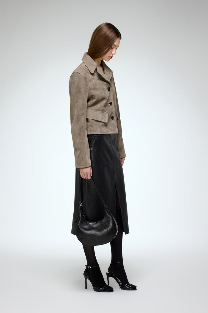 Vespucci By Vsp Amara - Veste En Cuir Gris