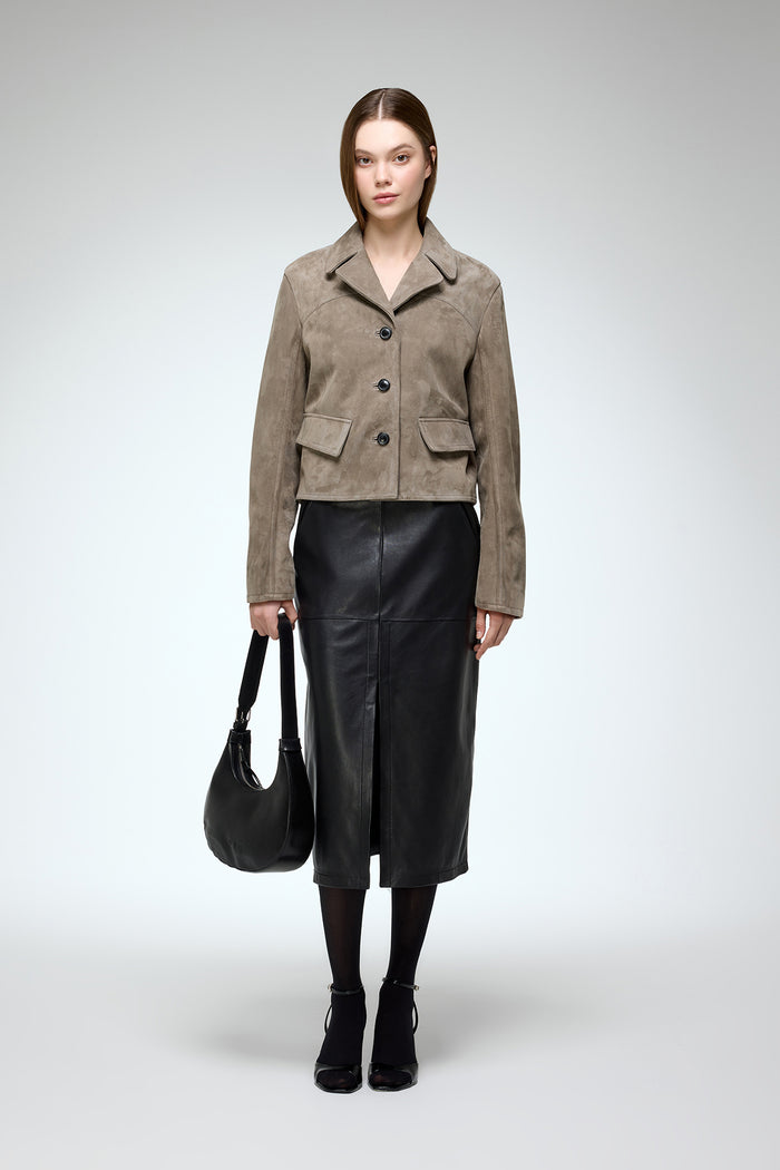 vespucci by vsp Amara - Veste en cuir Gris