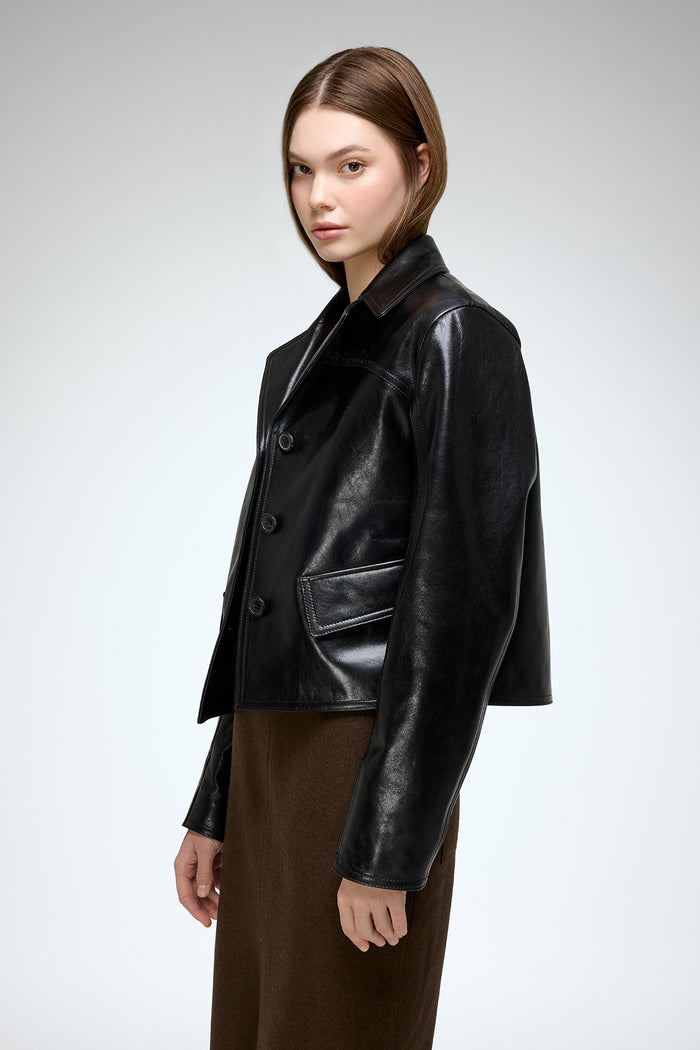 Vespucci By Vsp Amara - Veste En Cuir Noir