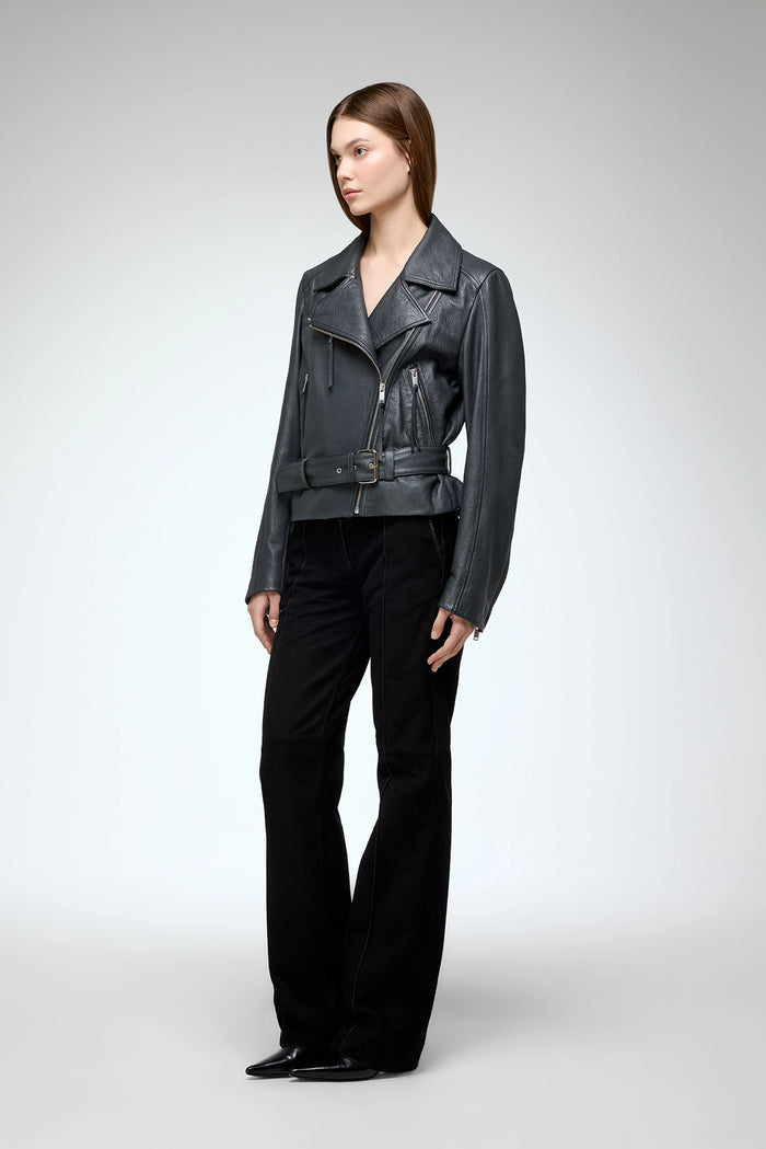 Vespucci By Vsp Amelia - Veste En Cuir Anthracite
