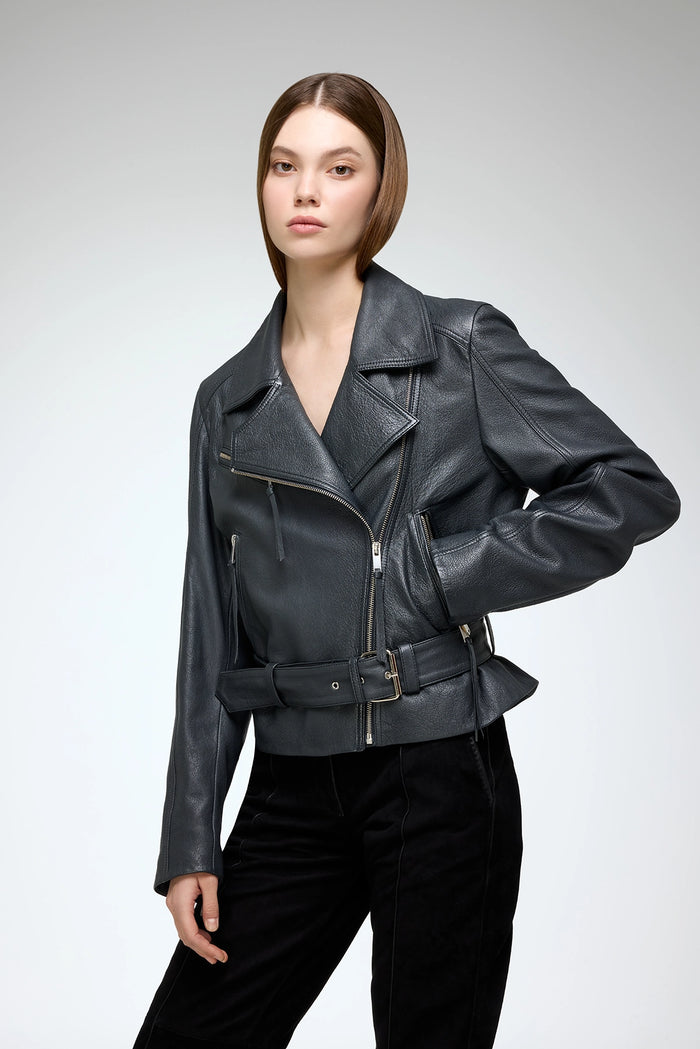 Vespucci By Vsp Amelia - Veste En Cuir Anthracite