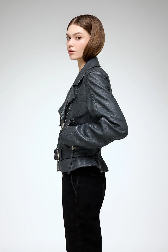 Vespucci By Vsp Amelia - Veste En Cuir Anthracite