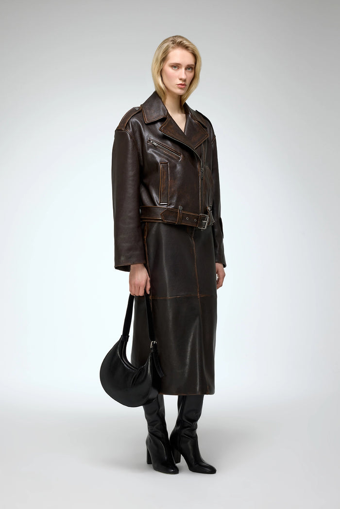 Vespucci By Vsp Anya - Veste En Cuir Marron