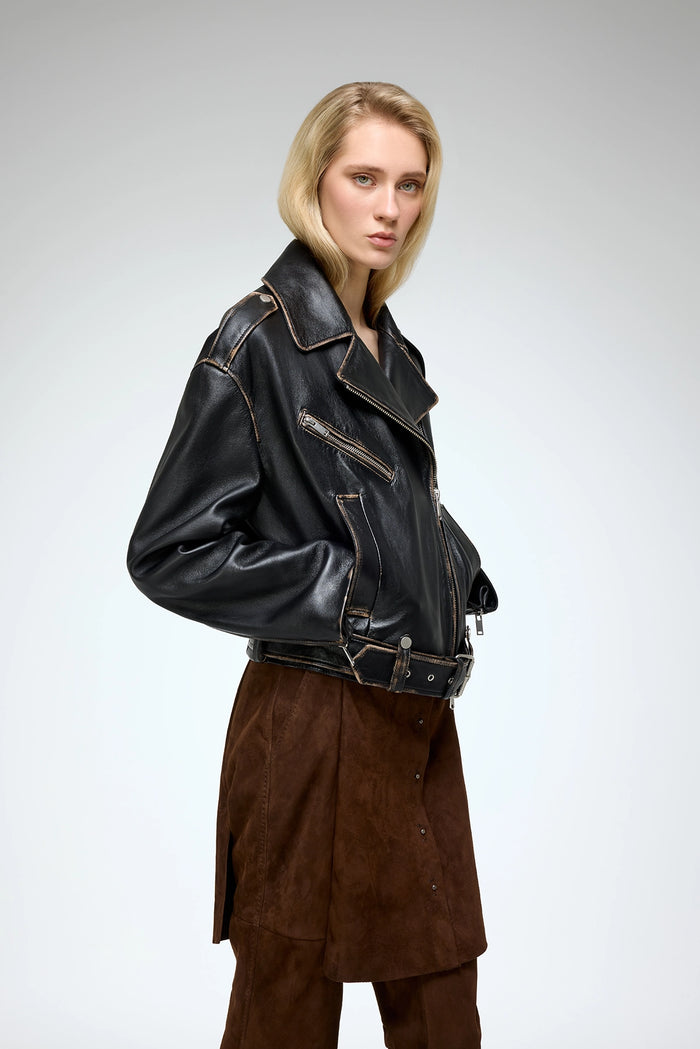 Vespucci By Vsp Anya - Veste En Cuir Noir
