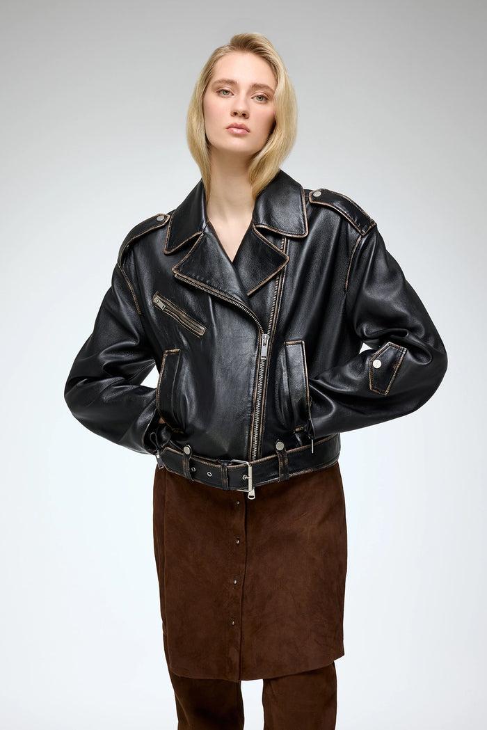 Vespucci By Vsp Anya - Veste En Cuir Noir