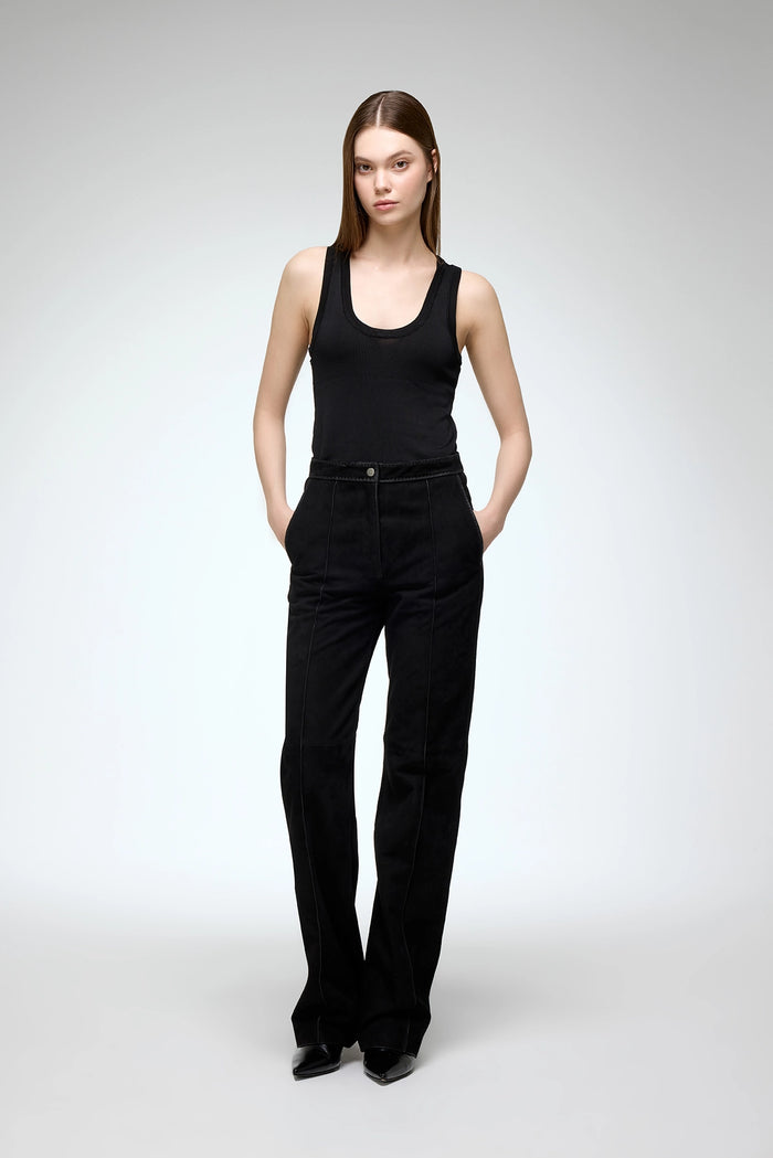vespucci by vsp Asya - Pantalon en cuir Noir