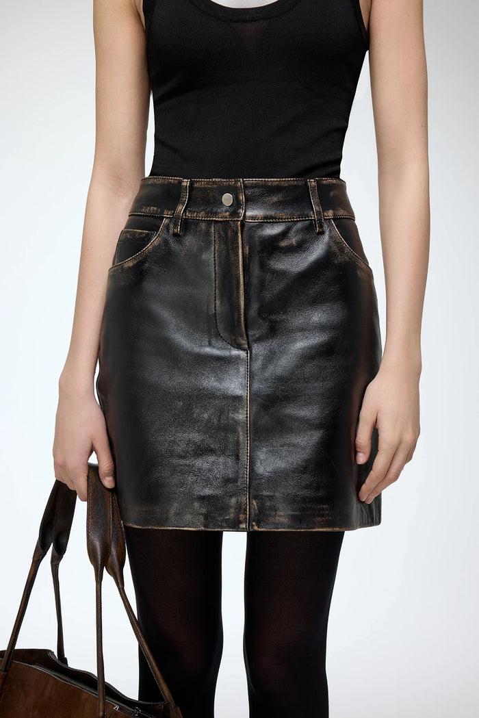Vespucci By Vsp Beste - Jupe En Cuir Noir