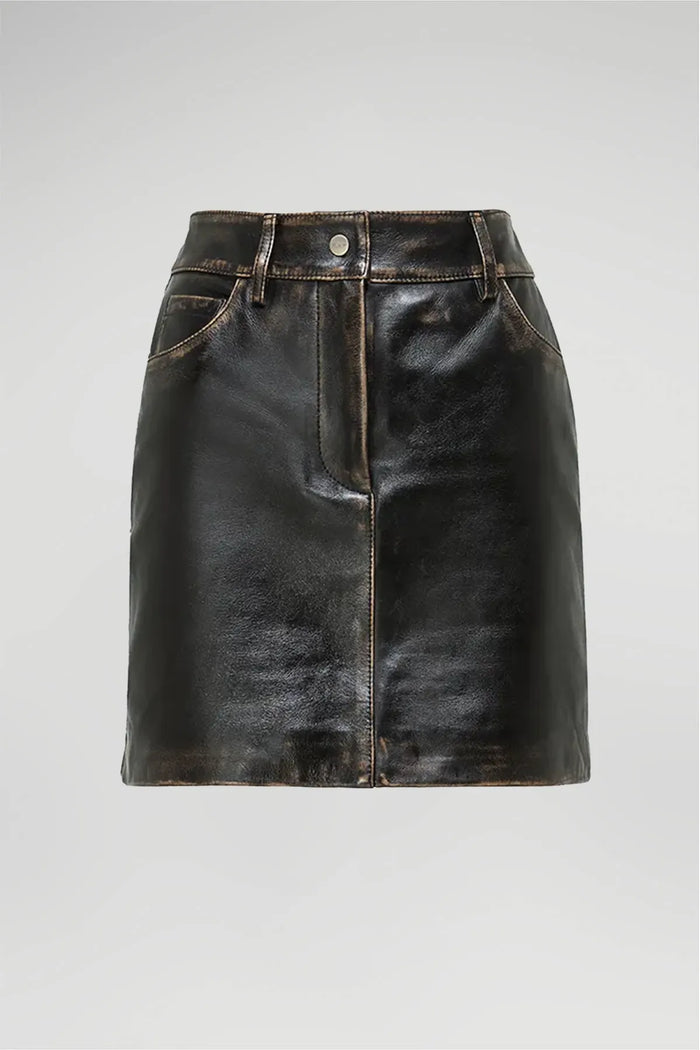 Vespucci By Vsp Beste - Jupe En Cuir Noir