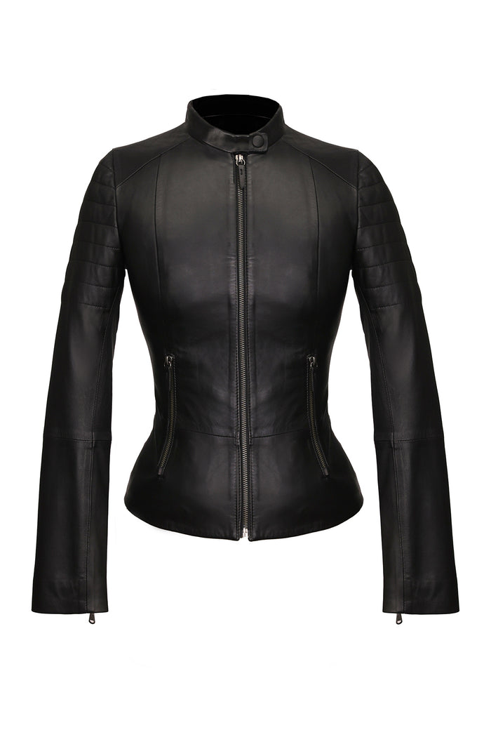 vespucci by vsp Black Leather Jacket