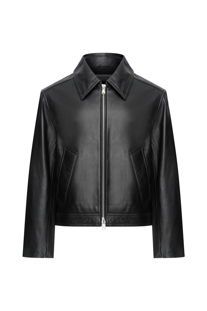 vespucci by vsp Black Leather Jacket