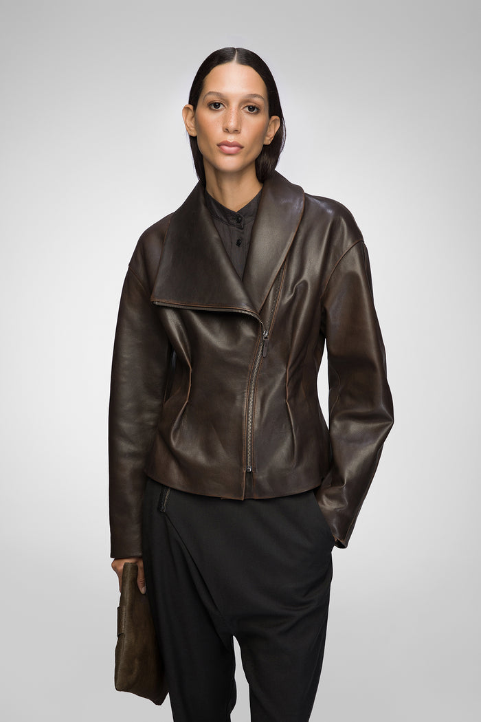 Vespucci By Vsp Briana - Veste En Cuir Marron