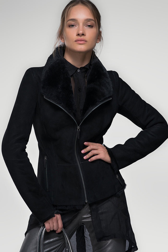 Vespucci By Vsp Brie - Veste En Peau Lainée