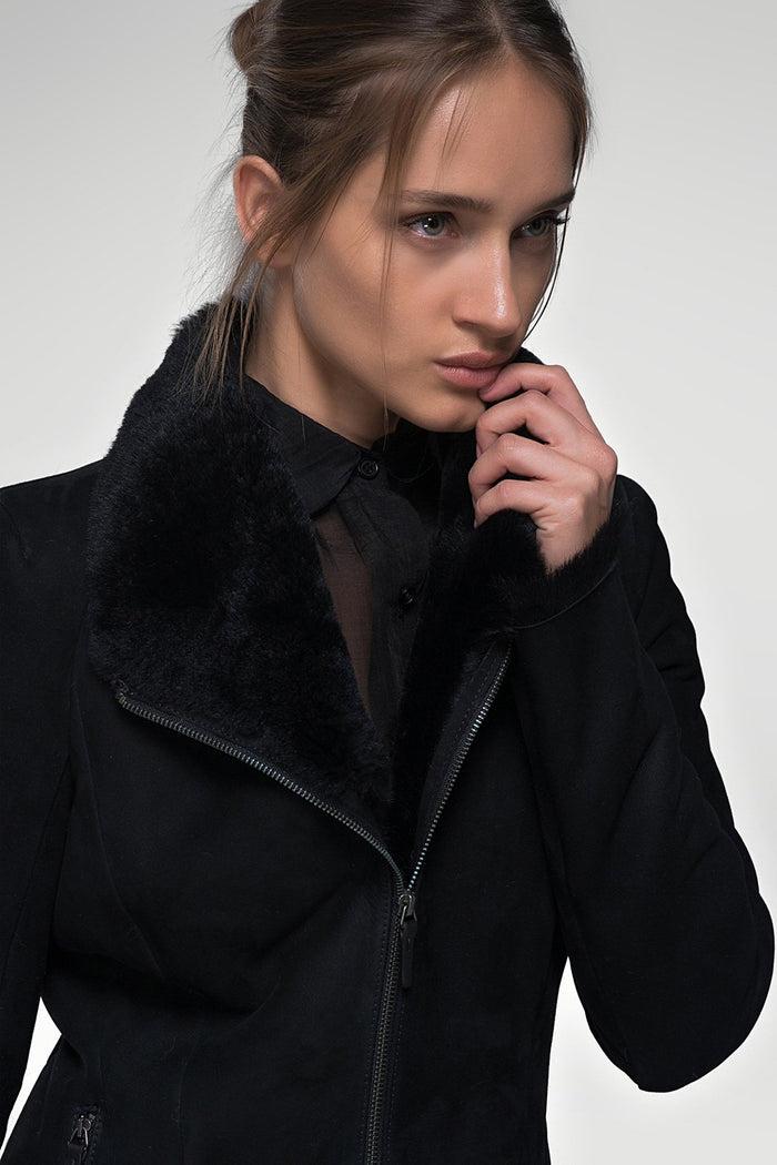 Vespucci By Vsp Brie - Veste En Peau Lainée