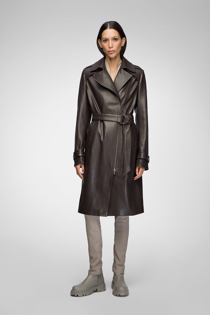 Vespucci By Vsp Catalina - Manteau En Cuir Marron