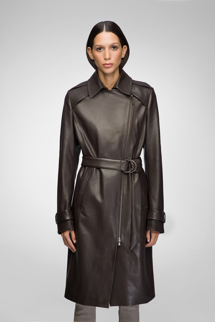 Vespucci By Vsp Catalina - Manteau En Cuir Marron
