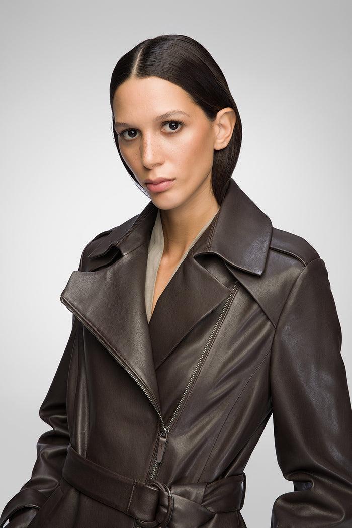 Vespucci By Vsp Catalina - Manteau En Cuir Marron