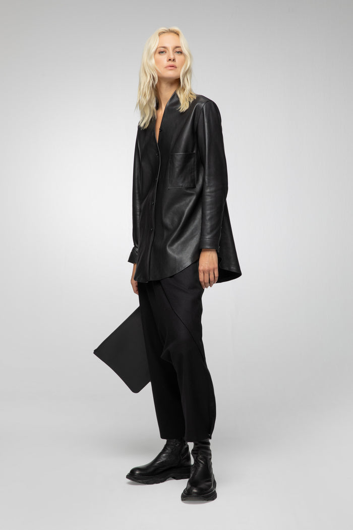 Vespucci By Vsp Chemise En Cuir Noir