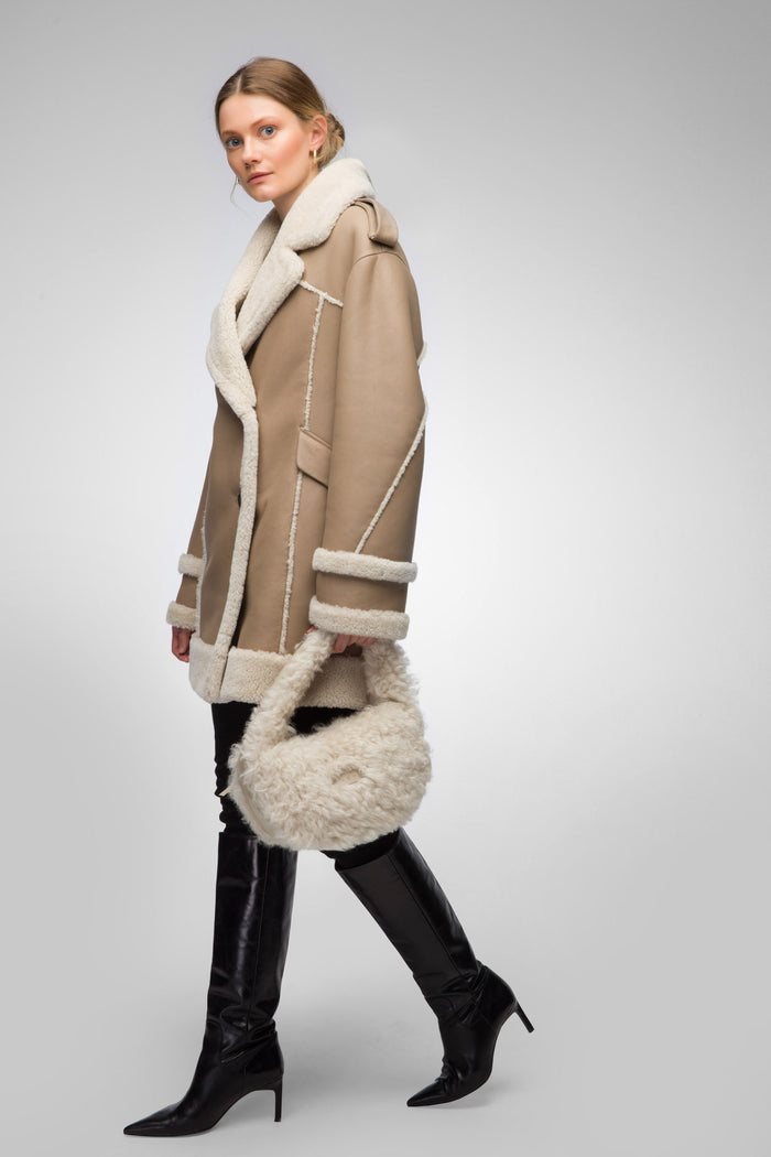 Vespucci By Vsp Dannie - Sac En Peau Lainée Ecru