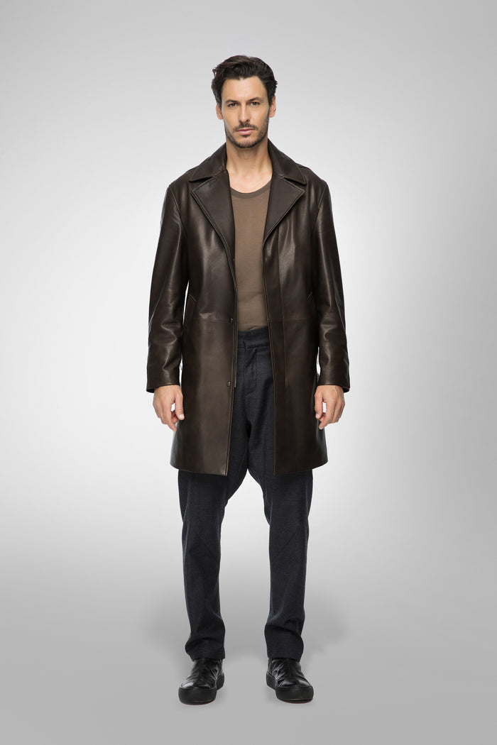 Vespucci By Vsp Effe - Manteau En Cuir Marron