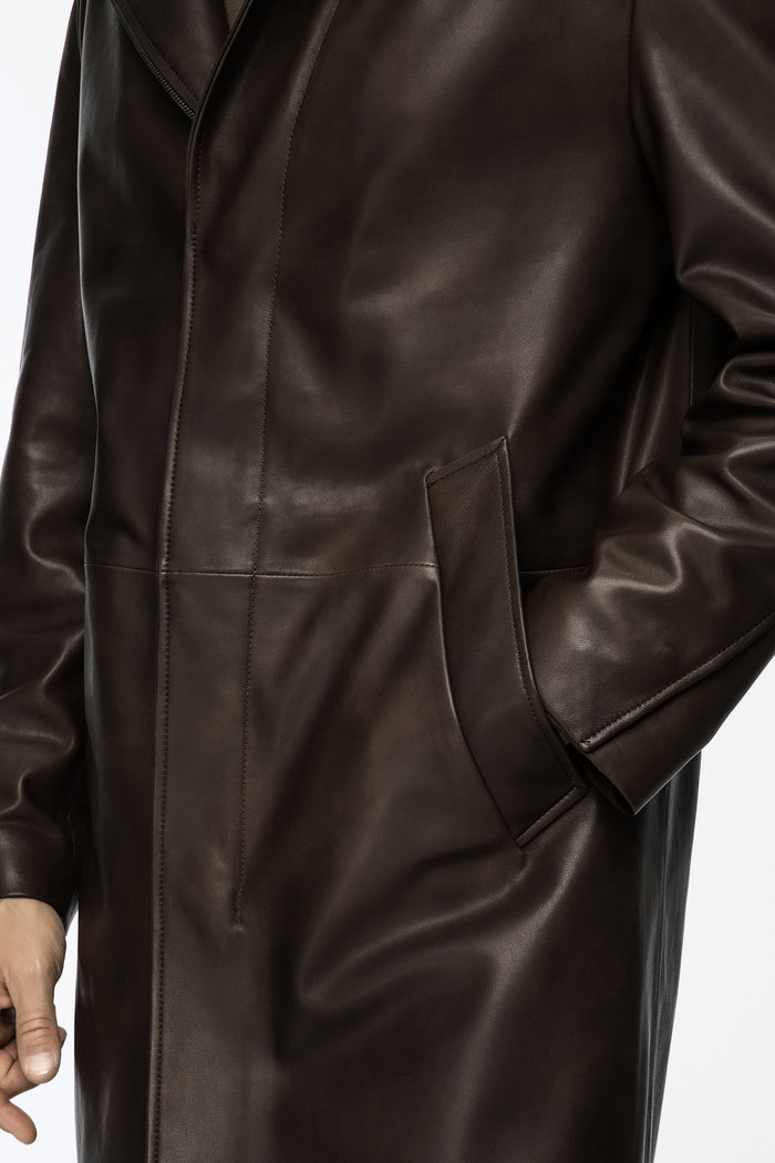 Vespucci By Vsp Effe - Manteau En Cuir Marron