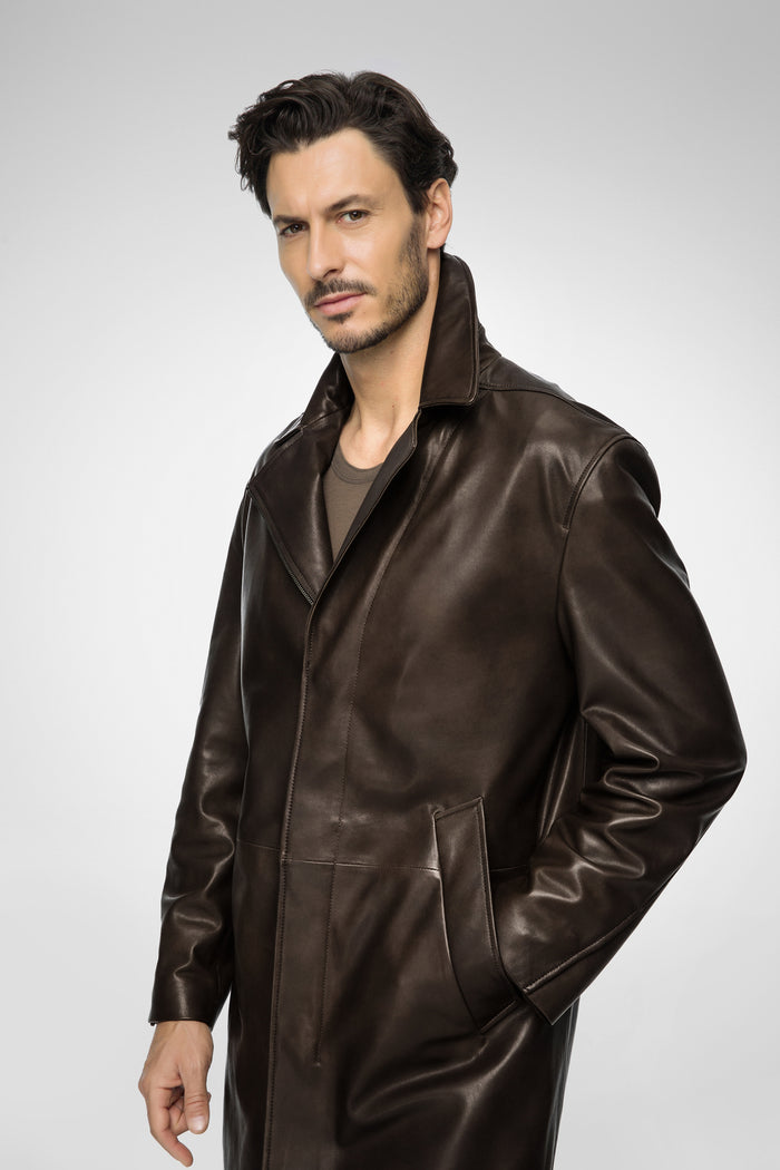 Vespucci By Vsp Effe - Manteau En Cuir Marron