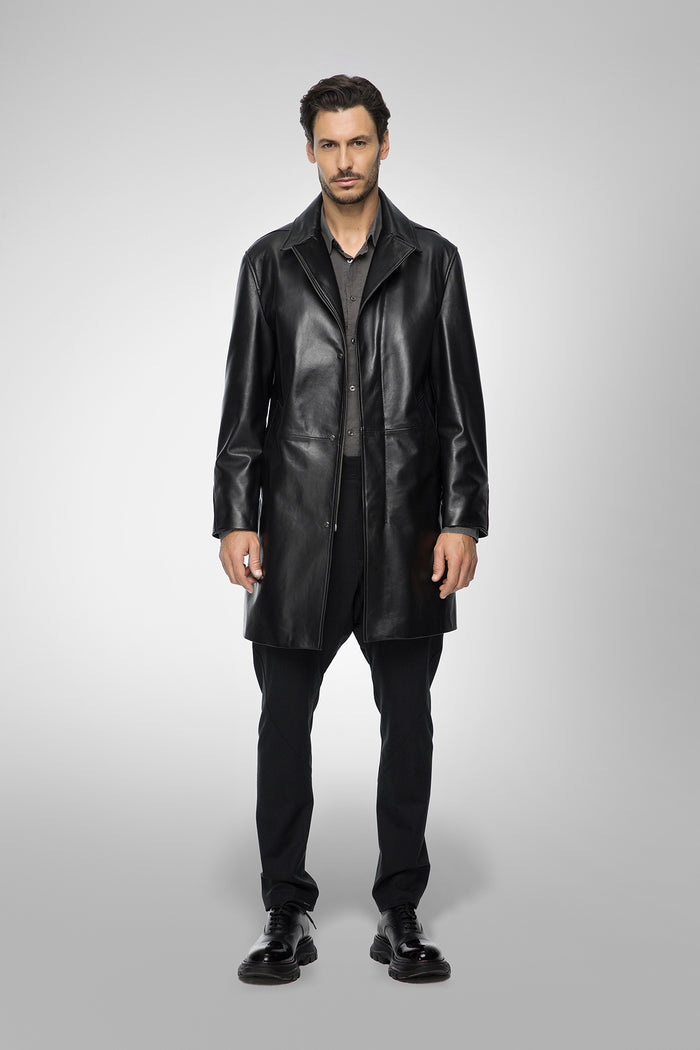 vespucci By Vsp Effe - Manteau En Cuir Noir