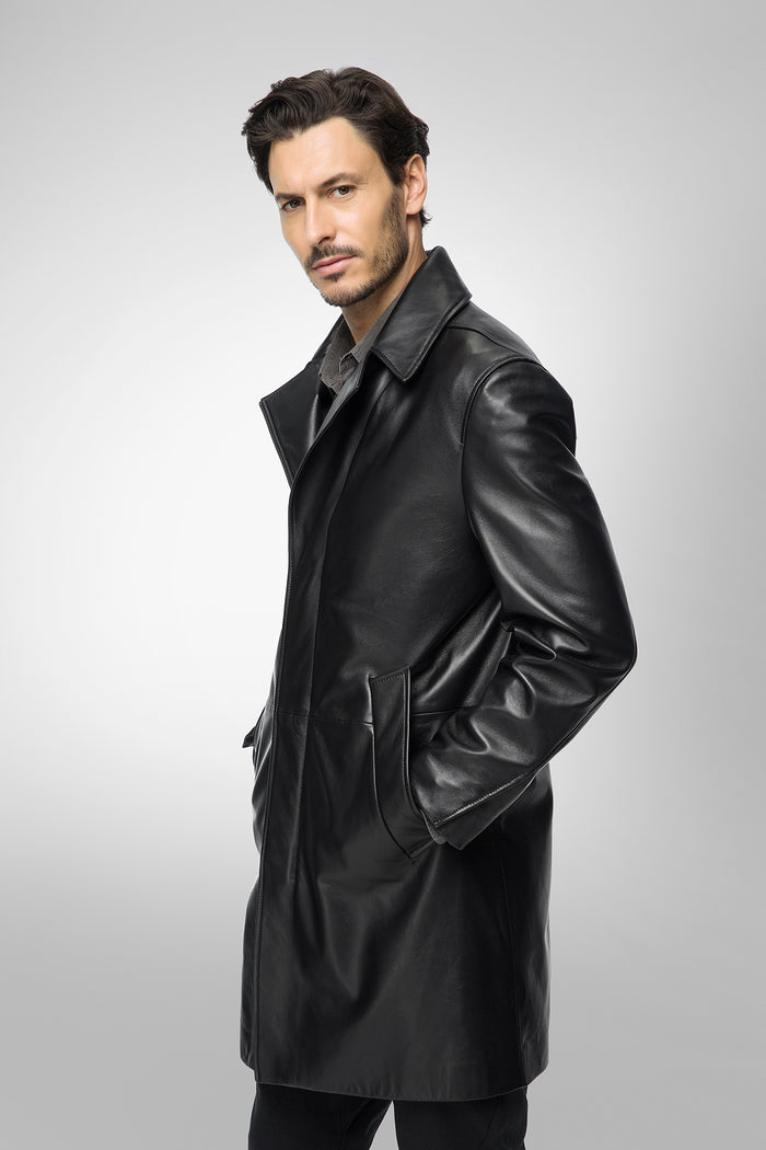 vespucci By Vsp Effe - Manteau En Cuir Noir