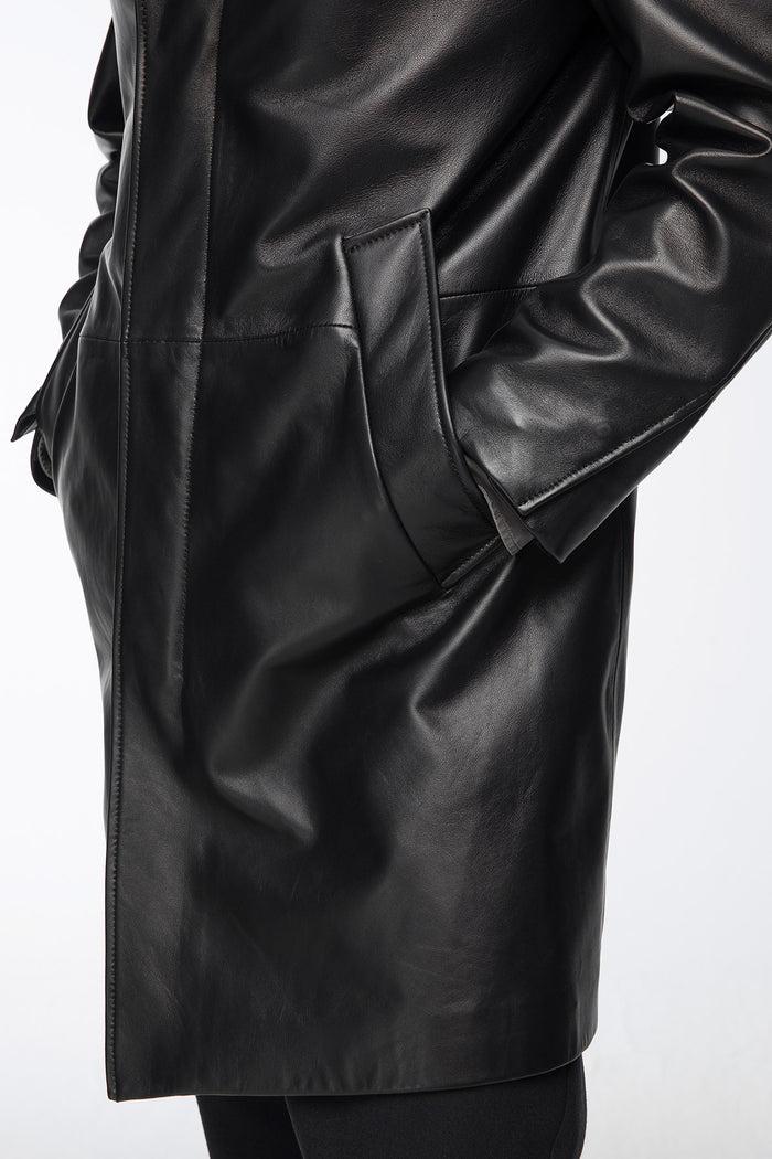 vespucci By Vsp Effe - Manteau En Cuir Noir