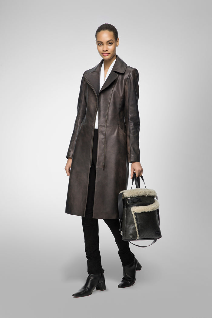 Vespucci By Vsp Eléanor - Manteau En Cuir Marron