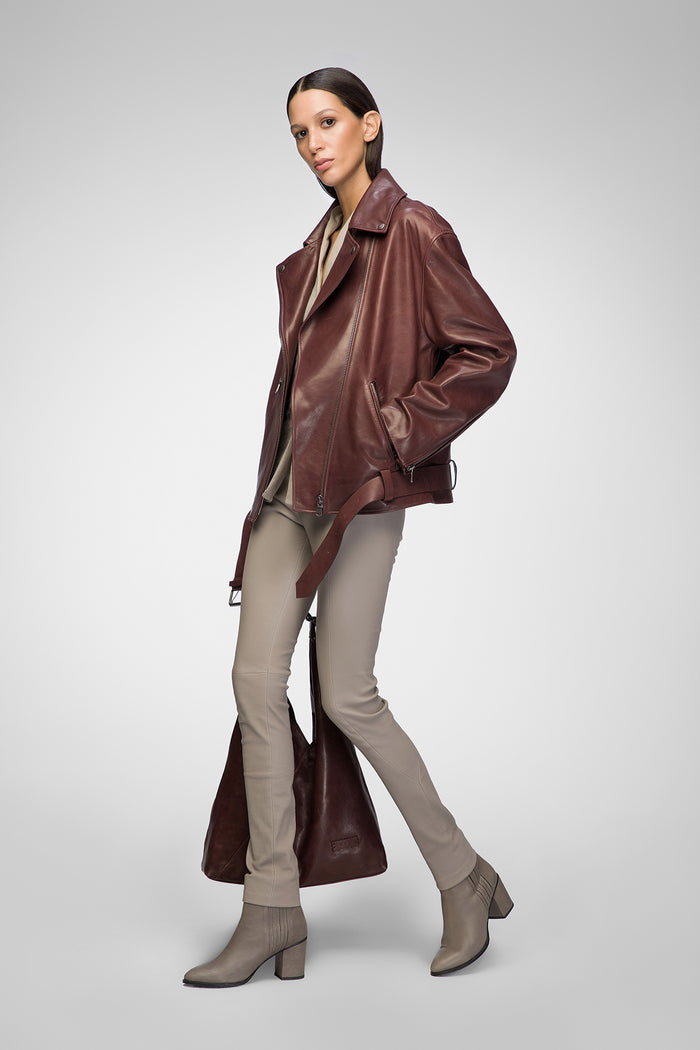 Vespucci By Vsp Gisele - Veste En Cuir Cherry