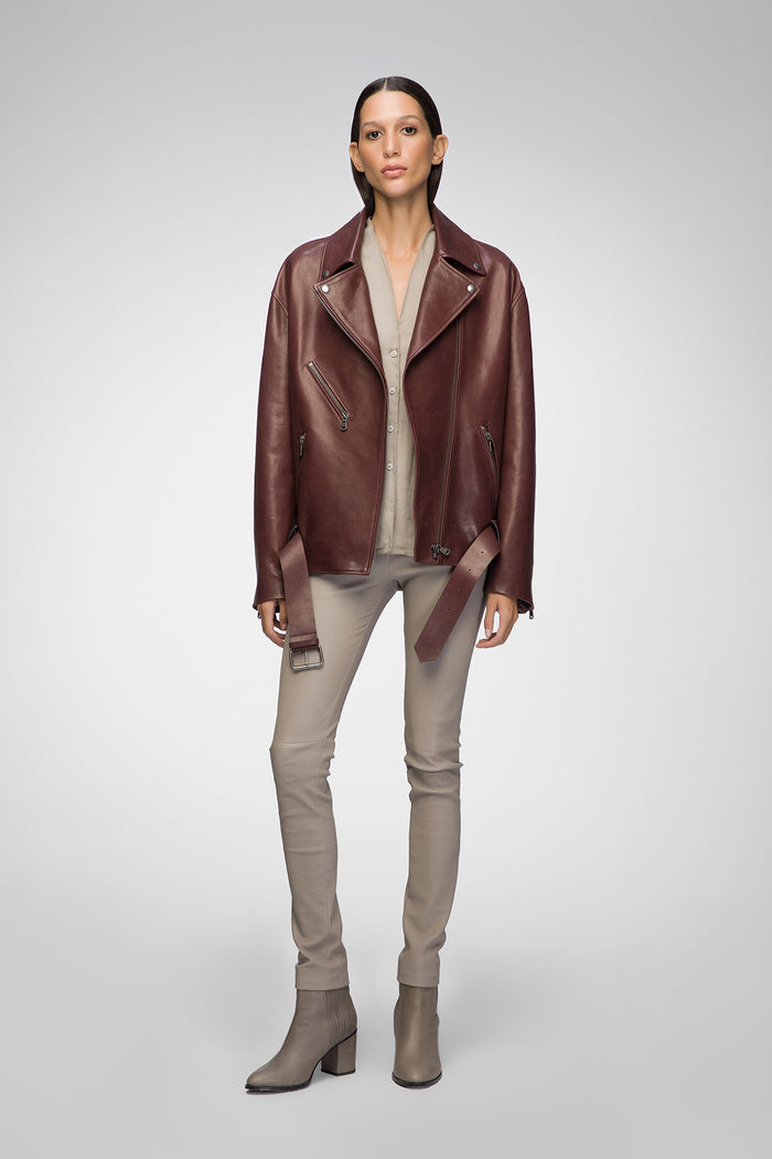Vespucci By Vsp Gisele - Veste En Cuir Cherry