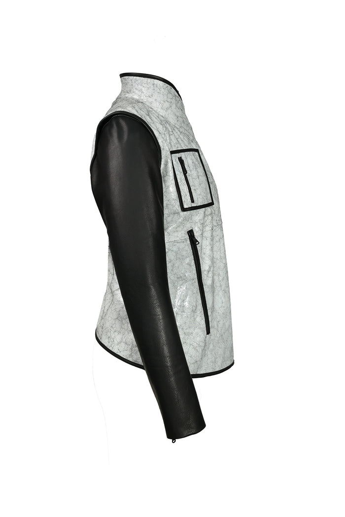 Vespucci By Vsp Grey Leather Jacket