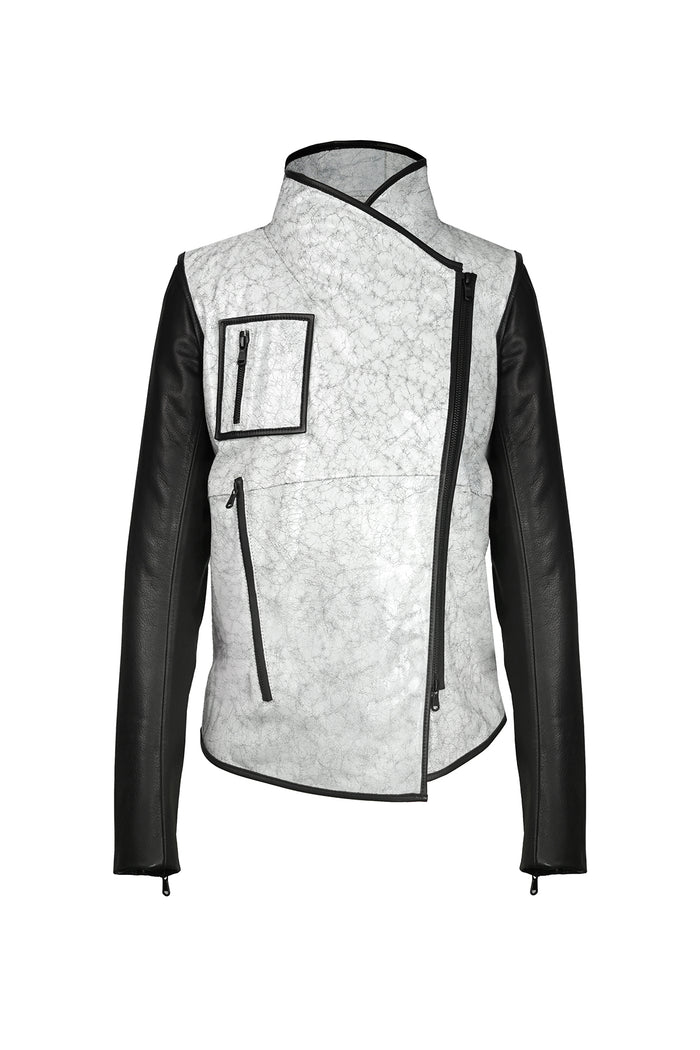 vespucci by vsp Grey Leather Jacket