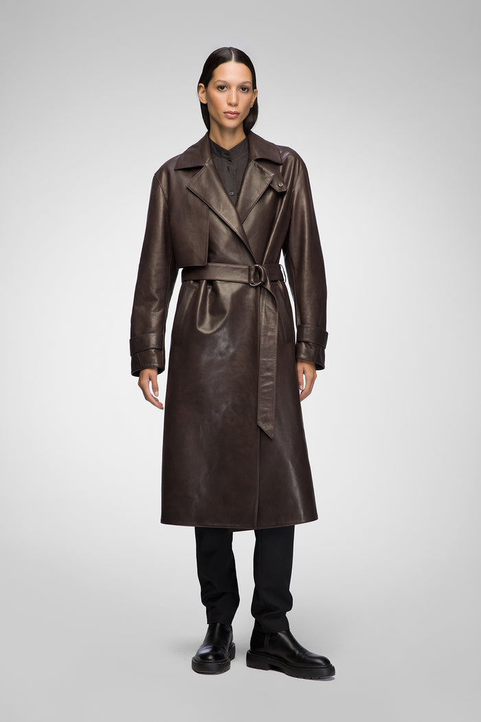 Vespucci By Vsp Hannah - Manteau En Cuir Marron