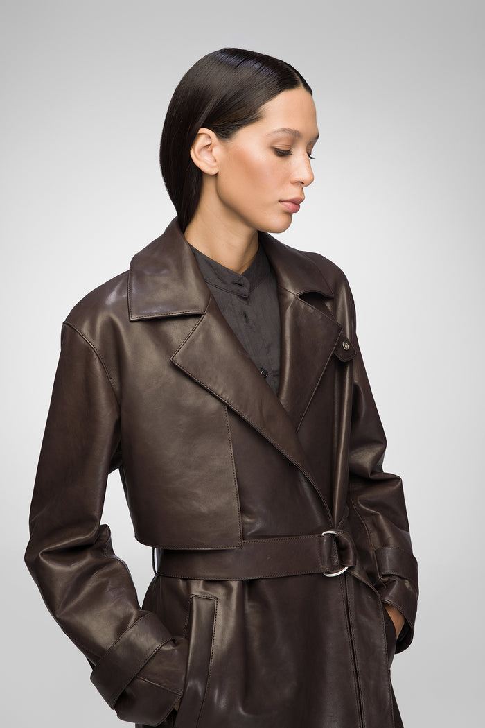 Vespucci By Vsp Hannah - Manteau En Cuir Marron