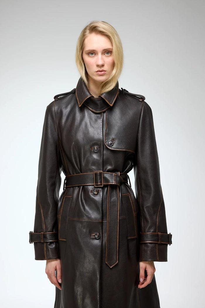 Vespucci By Vsp Helena - Manteau En Cuir Marron