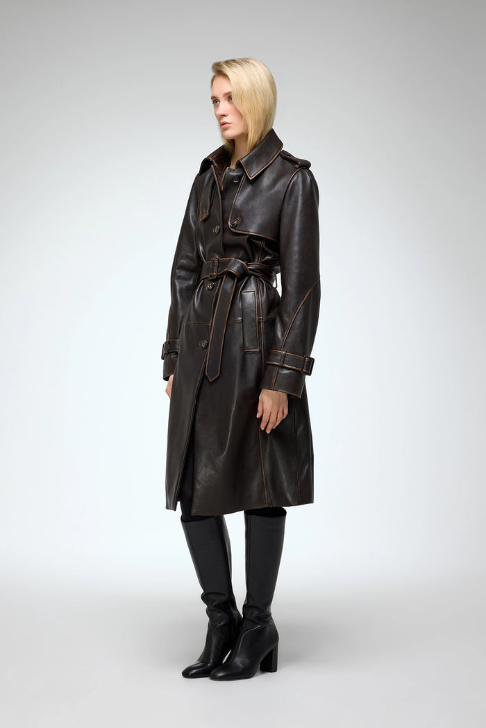Vespucci By Vsp Helena - Manteau En Cuir Marron