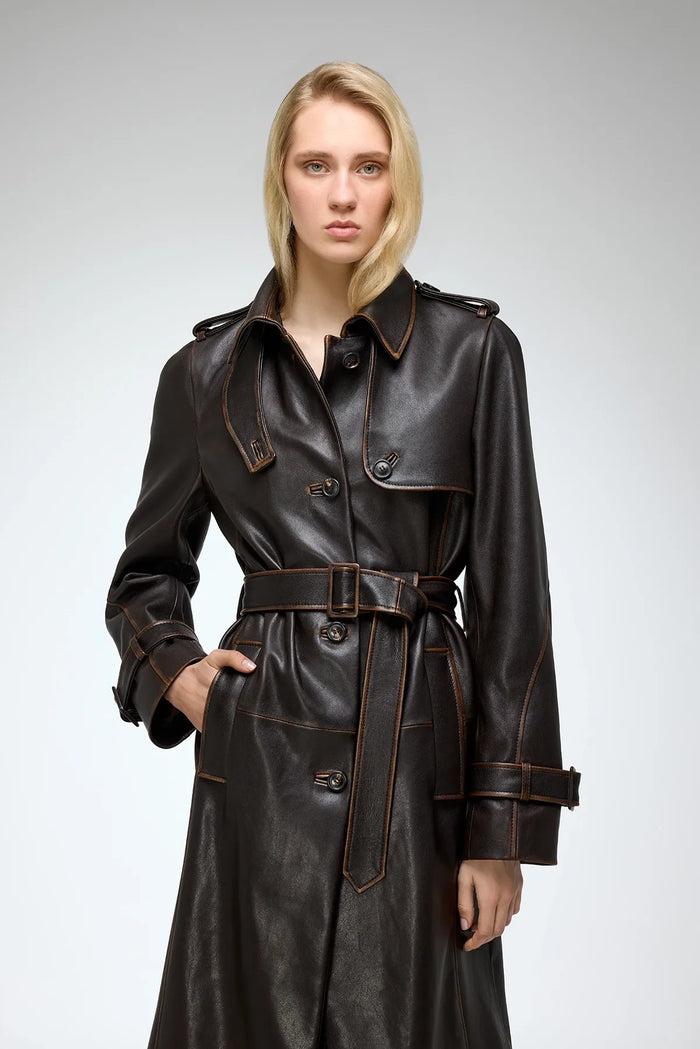 Vespucci By Vsp Helena - Manteau En Cuir Marron