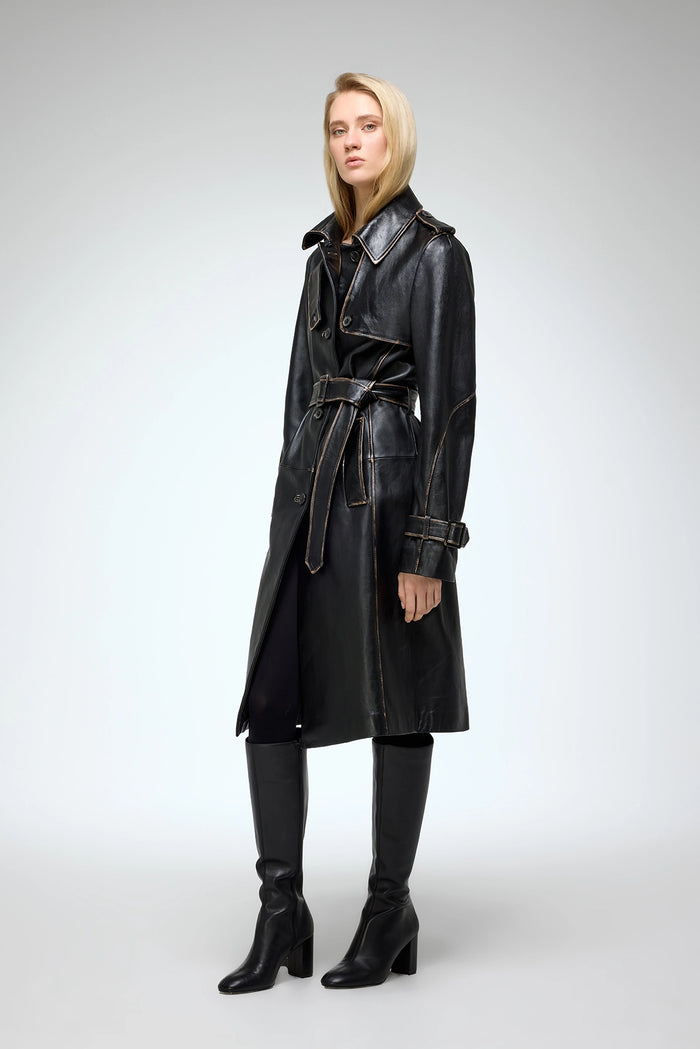 Vespucci By Vsp Helena - Manteau En Cuir Noir