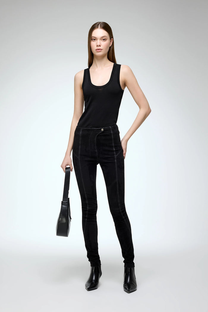 vespucci by vsp Helga - Pantalon en cuir Noir