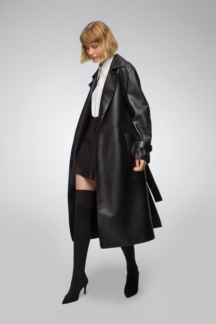 Vespucci By Vsp Isabelle - Manteau En Cuir Noir