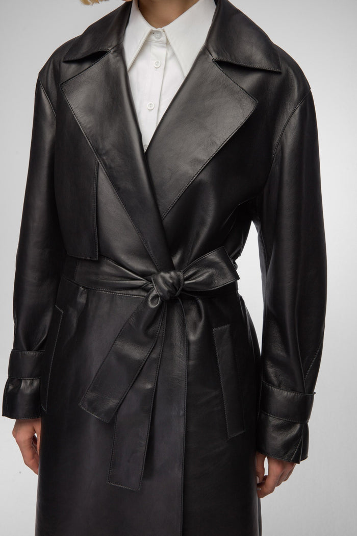 Vespucci By Vsp Isabelle - Manteau En Cuir Noir