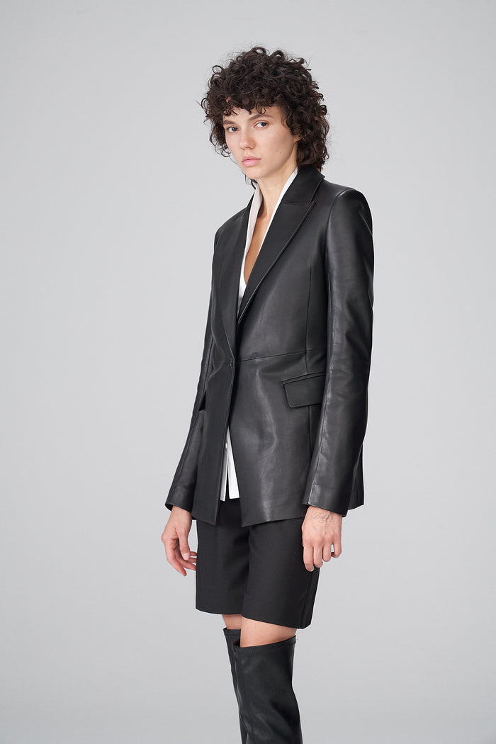 Vespucci By Vsp Isia - Veste Blazer En Cuir Noir