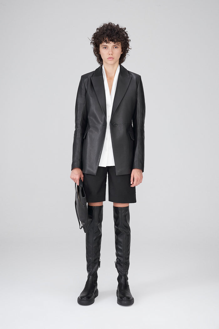 Vespucci By Vsp Isia - Veste Blazer En Cuir Noir