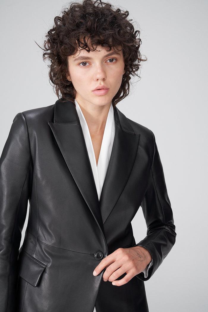 Vespucci By Vsp Isia - Veste Blazer En Cuir Noir