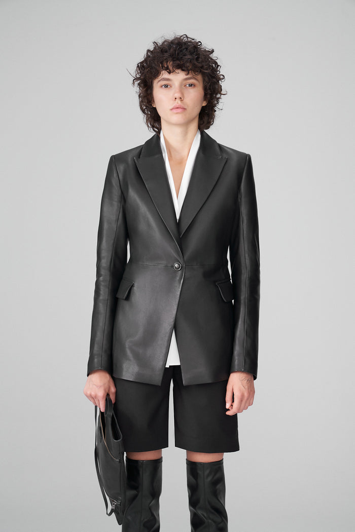 vespucci by vsp Isia - Veste blazer en cuir noir