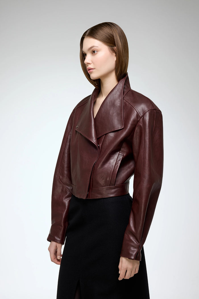 Vespucci By Vsp Isla - Veste En Cuir Cerise