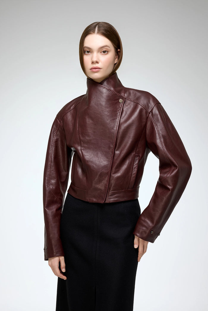 Vespucci By Vsp Isla - Veste En Cuir Cerise