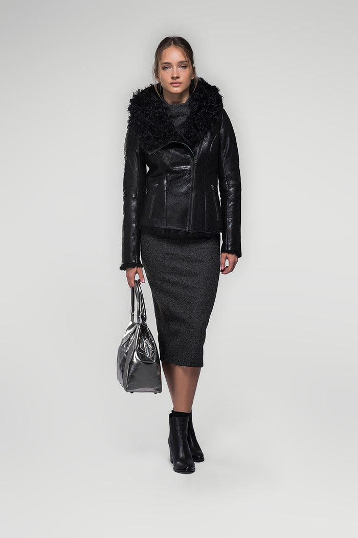 Vespucci By Vsp Jane - Veste En Peau Lainée