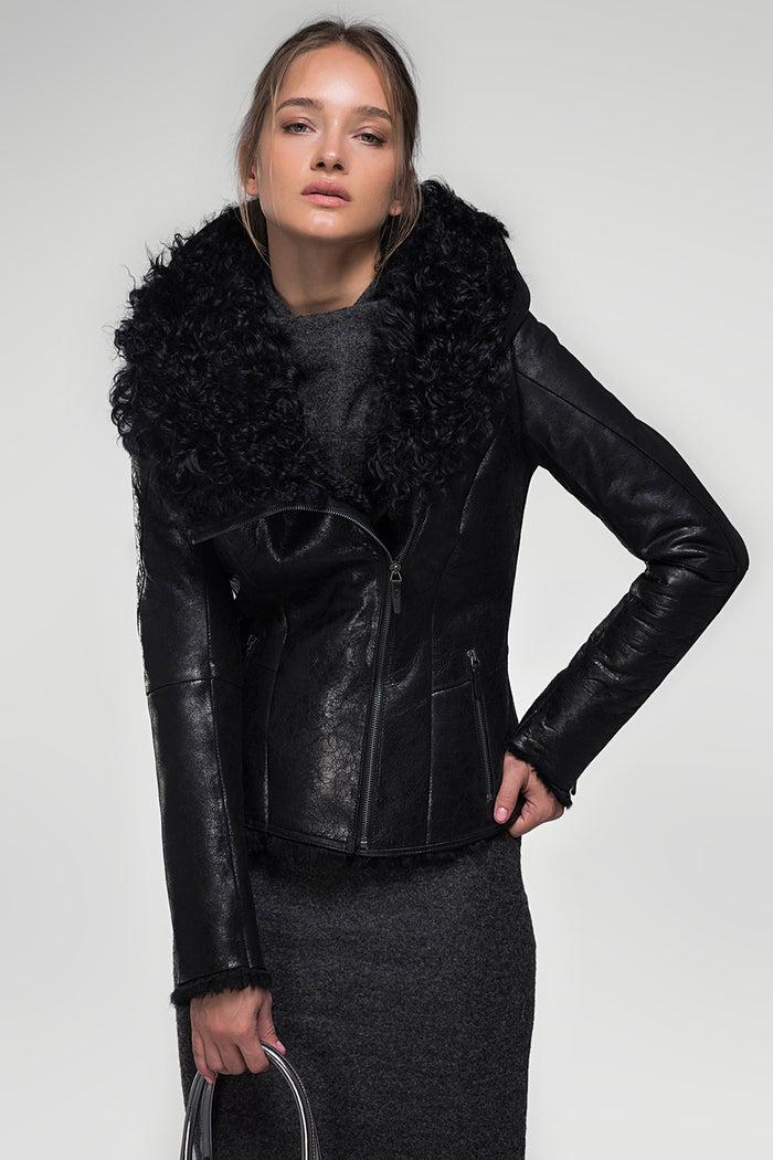 vespucci by vsp Jane - Veste en peau lainée